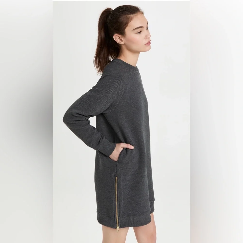 Anthropologie Varley Albert Grey knit Casual Sweater Dress Medium - Picture 5 of 13